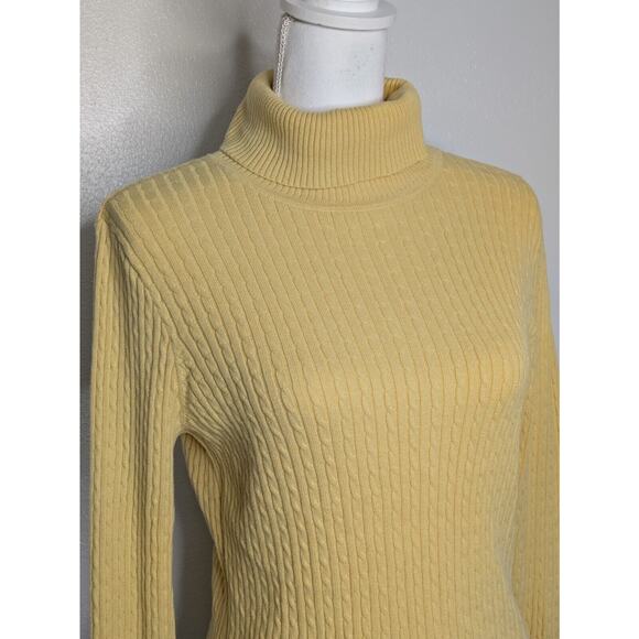 Jeanne Pierre Women’s 100% Cotton Turtleneck Fitted Ribbed Long Sleeve Sweater M - Picture 4 of 7